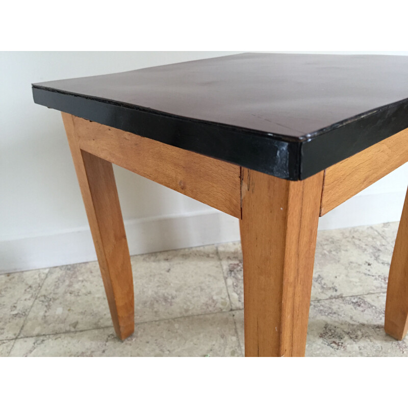 Vintage coffee table or stool in Formica and varnished wood