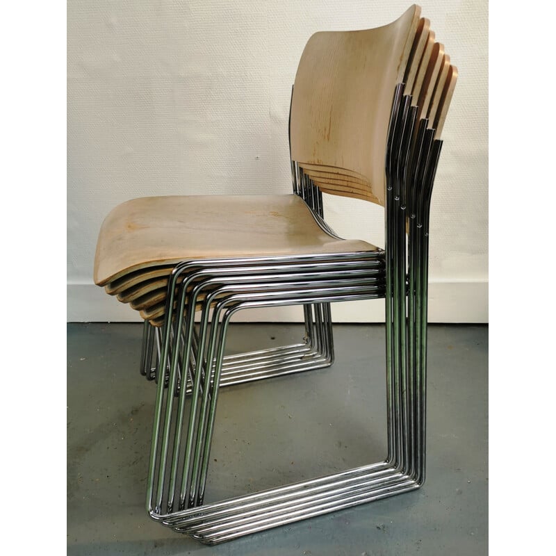 Stuhl 40/4 Vintage stapelbar von David Rowland