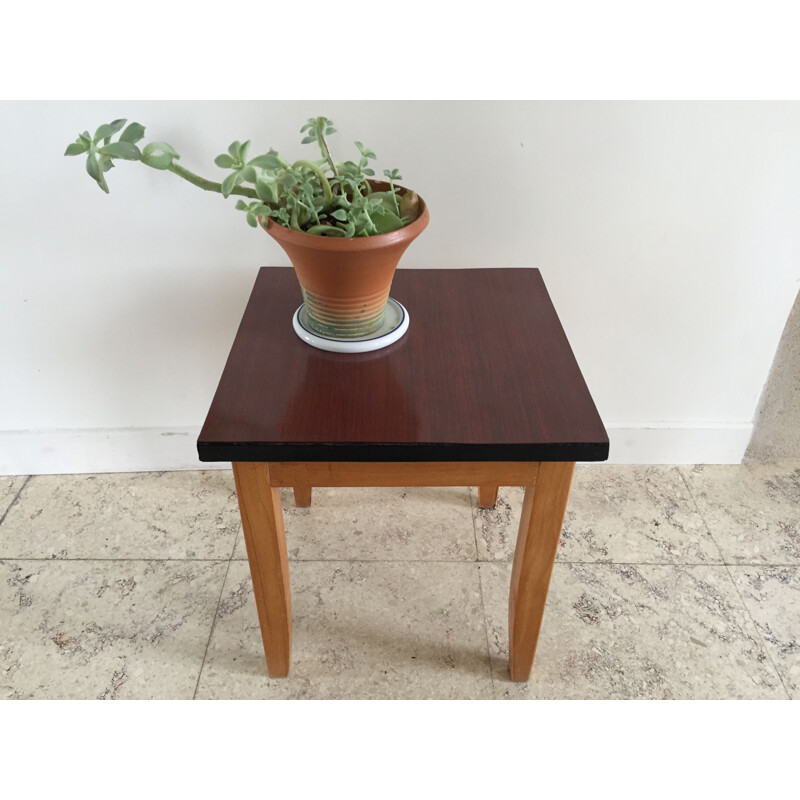 Vintage coffee table or stool in Formica and varnished wood