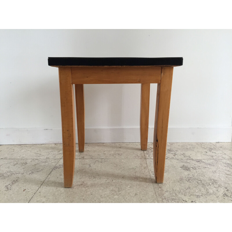 Vintage coffee table or stool in Formica and varnished wood