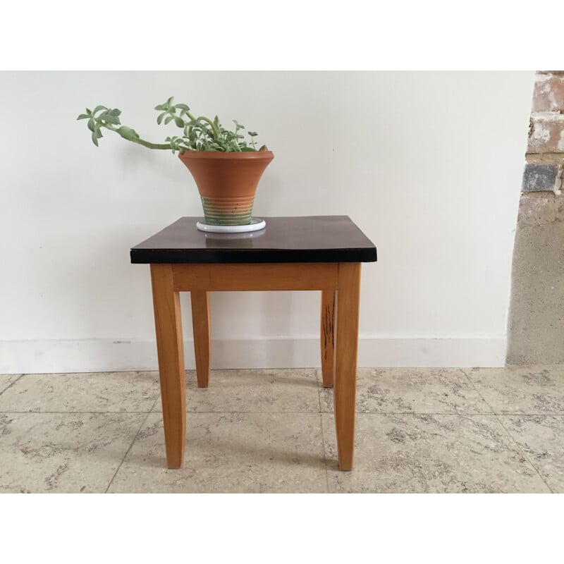 Vintage coffee table or stool in Formica and varnished wood