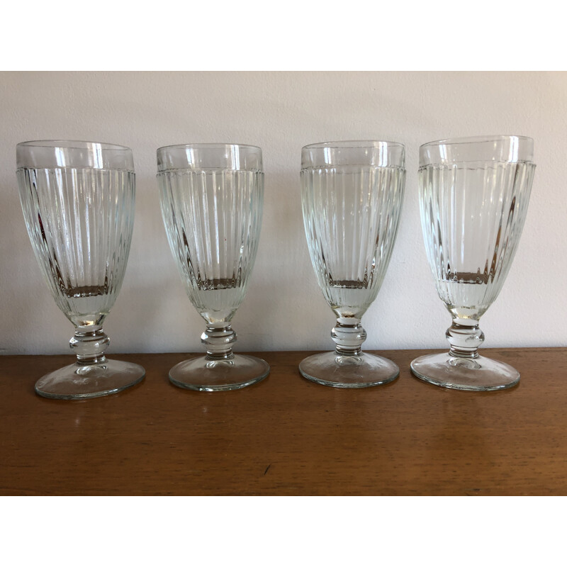 Set of 4 vintage BISTROT glass ice cream bowls