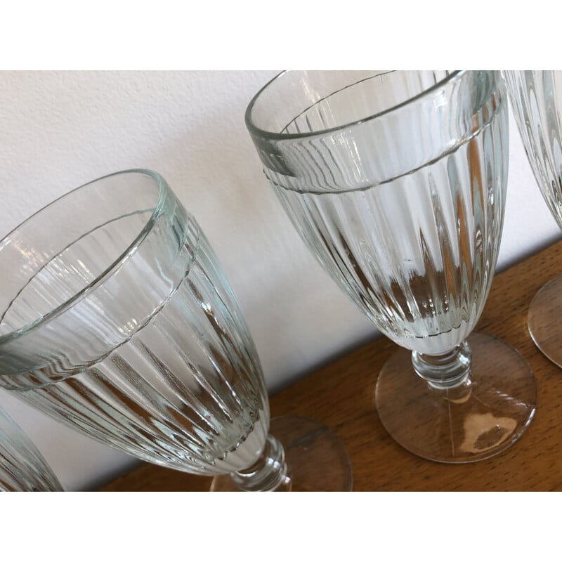 Set of 4 vintage BISTROT glass ice cream bowls