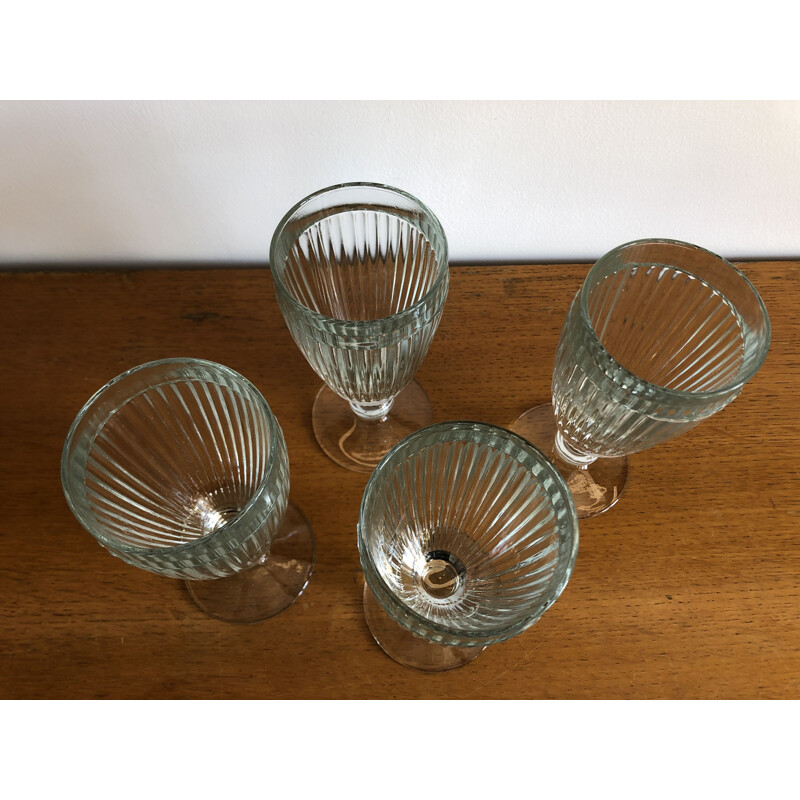 Set of 4 vintage BISTROT glass ice cream bowls