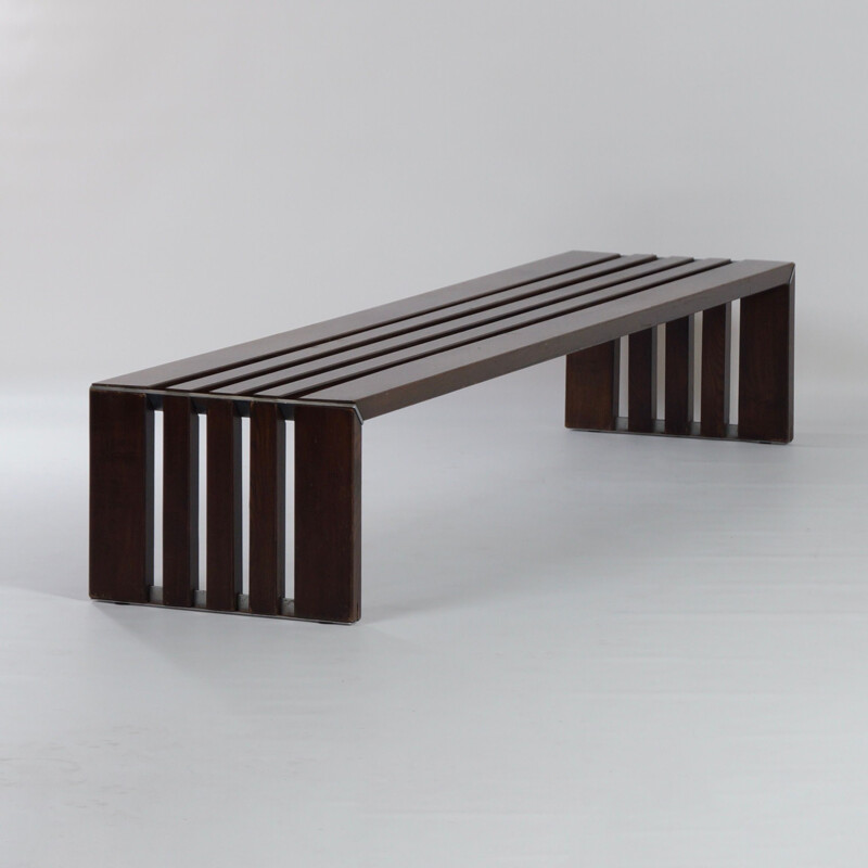 Vintage slatted bench in ash wood by Walter Antonis 1960s