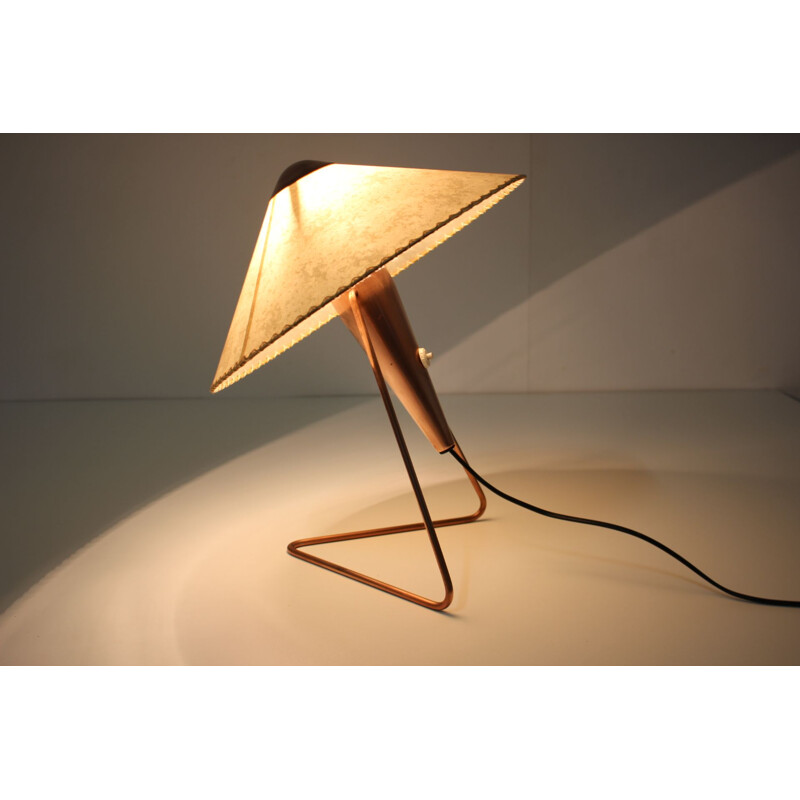 Vintage large brass table lamp by Helena Frantova for Okolo Czechoslovakia 1950s