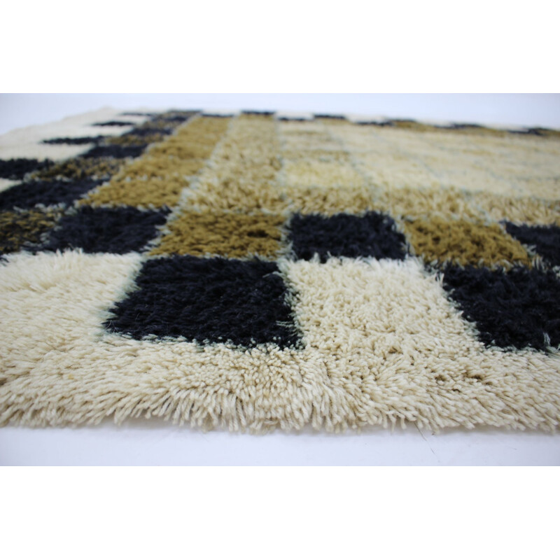 Vintage abstract wollen tapijt van Hojer Eksport Wilton Denemarken 1960