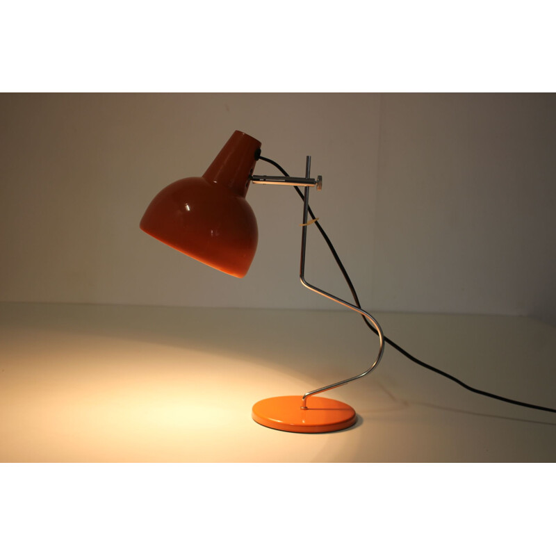 Vintage orange desk lamp Josef Hurka Czechoslovakia 1960s