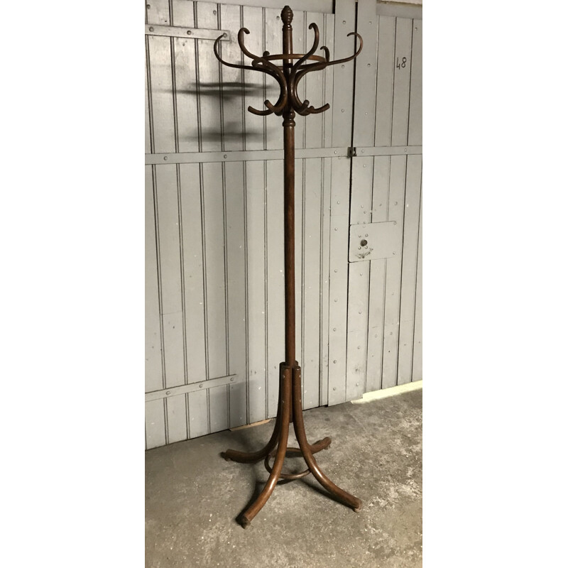 Porte manteau vintage perroquet en bois courbé Thonet 1940