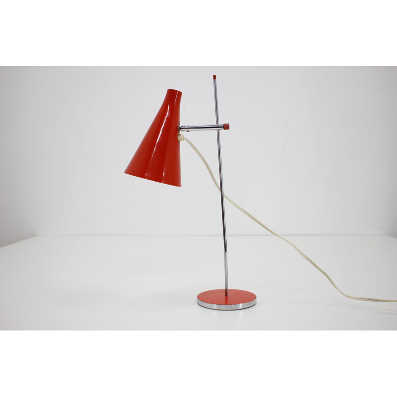 Vintage red desk lamp by Josef Hurka, Czechoslovakia 1960