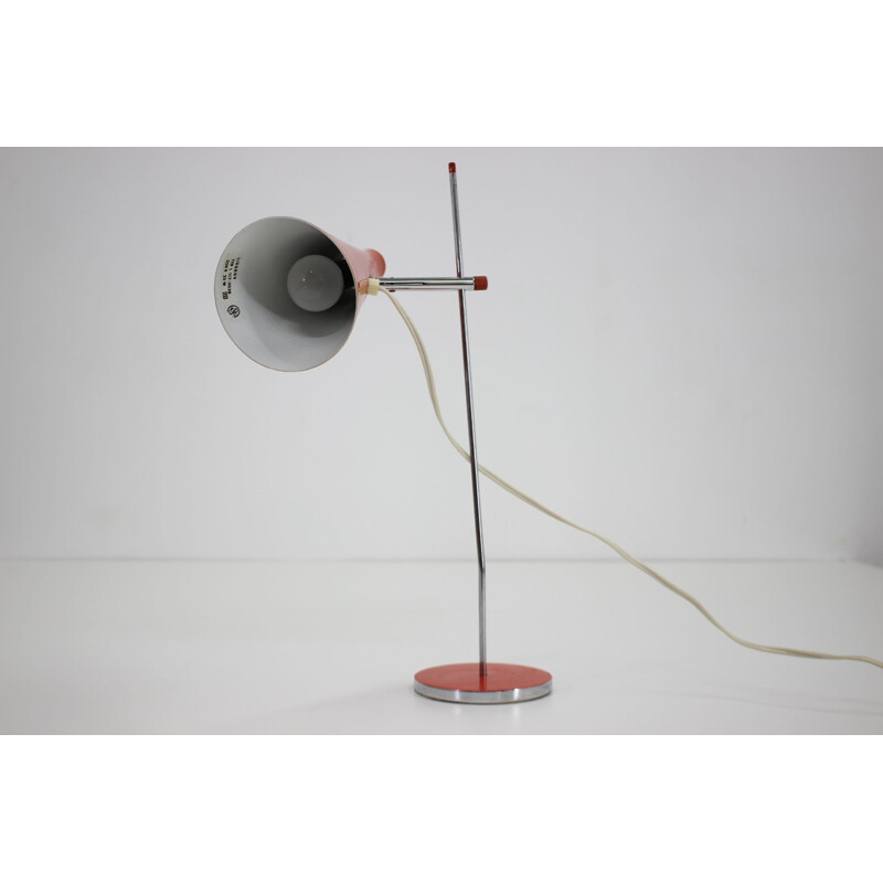 Vintage red desk lamp by Josef Hurka, Czechoslovakia 1960