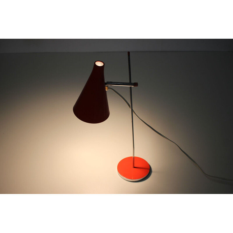 Vintage red desk lamp by Josef Hurka, Czechoslovakia 1960