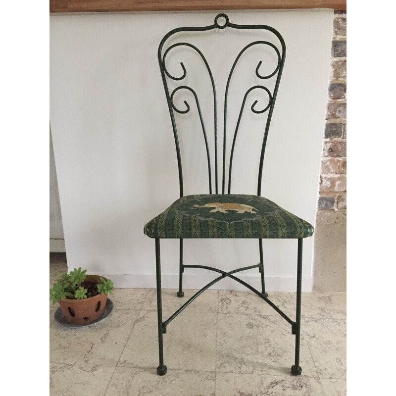 Vintage Steel Garden Chair with Elephant Design 