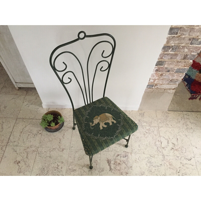 Chaise de Jardin en acier vintage motif Eléphant 