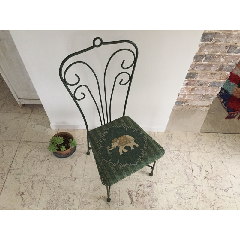 Vintage Steel Garden Chair with Elephant Design 