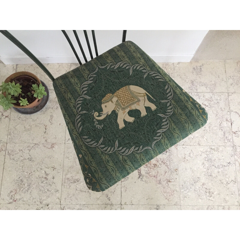 Vintage Steel Garden Chair with Elephant Design 