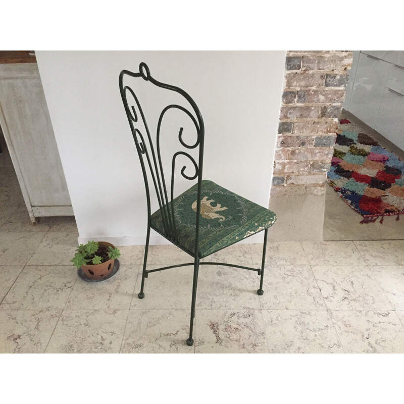 Vintage Steel Garden Chair with Elephant Design 