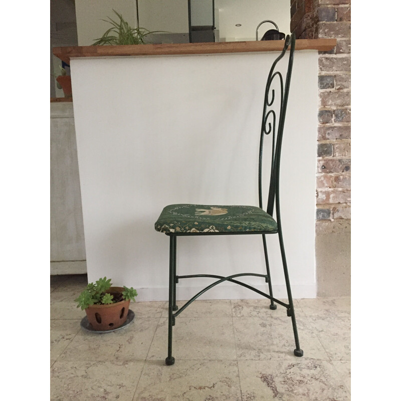 Vintage Steel Garden Chair with Elephant Design 