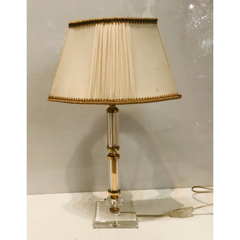  Lámpara de mesa de cristal vintage 1970