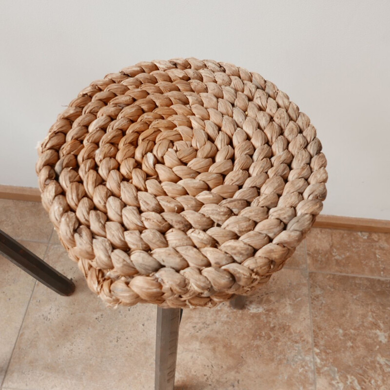 Set of 4 vintage rope bar stools 1960s