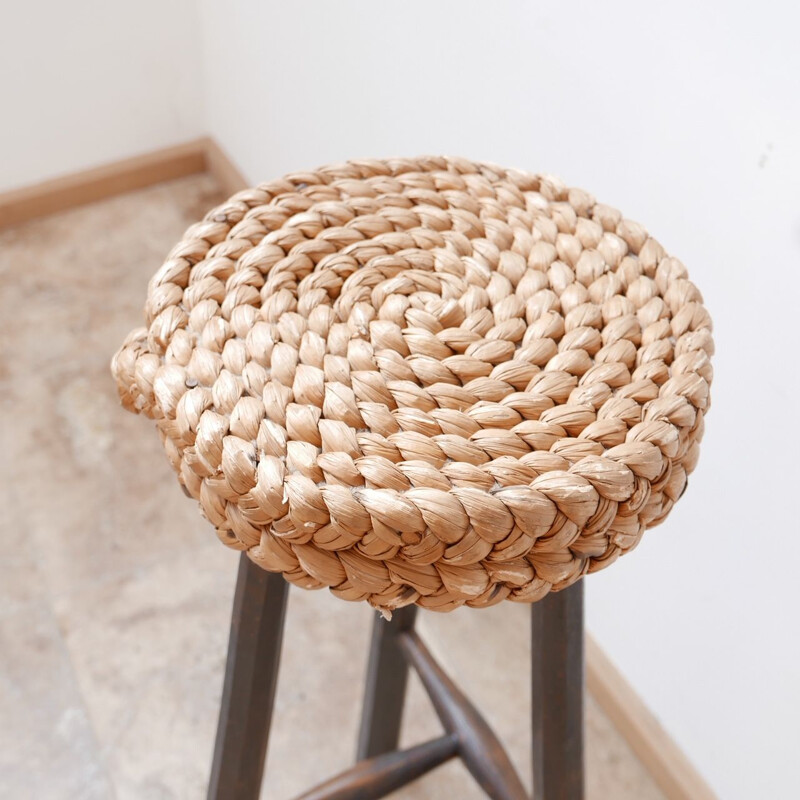 Set of 4 vintage rope bar stools 1960s