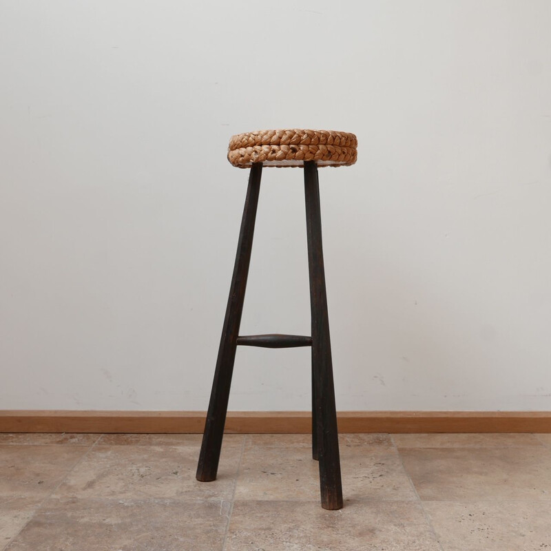 Set of 4 vintage rope bar stools 1960s