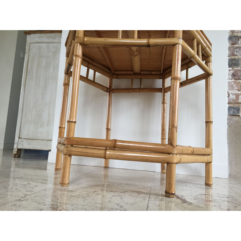 Table d'appoint vintage  en bambou 