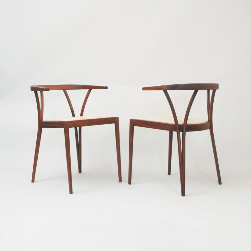 Pair of vintage side chairs by Poul Jeppensen Denmark 1970s
