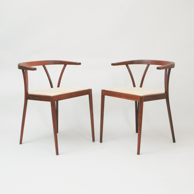 Pair of vintage side chairs by Poul Jeppensen Denmark 1970s