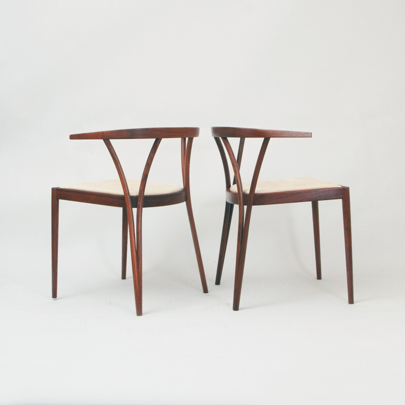 Pair of vintage side chairs by Poul Jeppensen Denmark 1970s