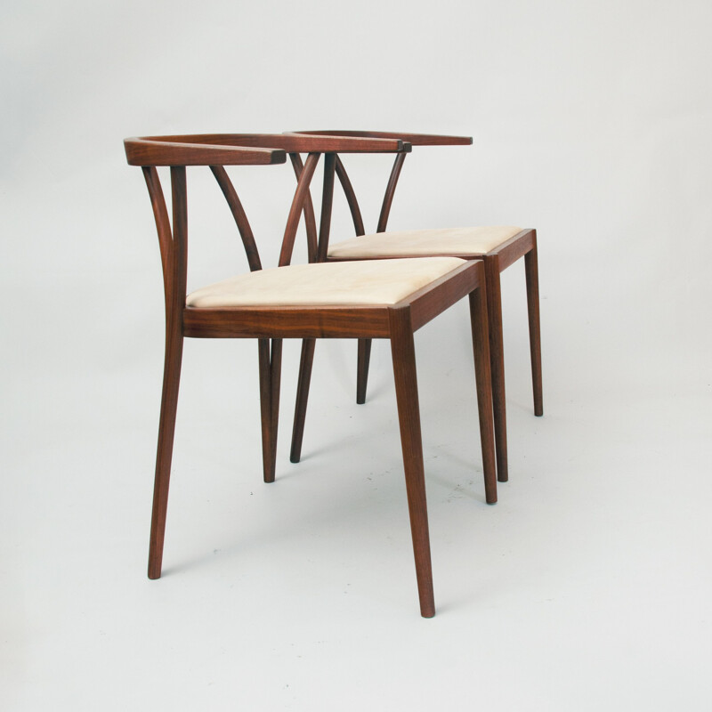 Pair of vintage side chairs by Poul Jeppensen Denmark 1970s