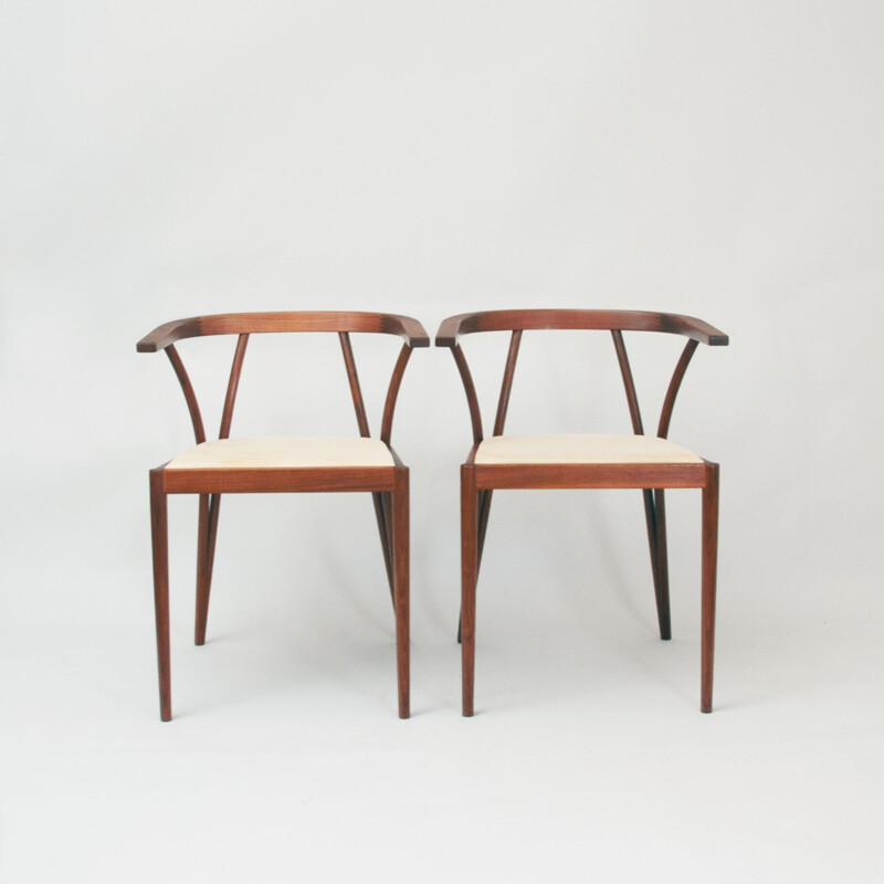 Pair of vintage side chairs by Poul Jeppensen Denmark 1970s