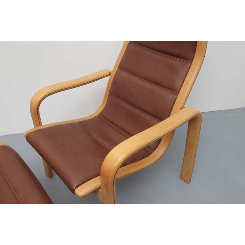 Vintage lounge chair with footstool by Yngve Ekström for Swedense, Sweden 1980