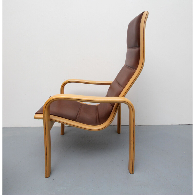 Chaise lounge vintage avec pouf par Yngve Ekström pour Swedense, Suède 1980
