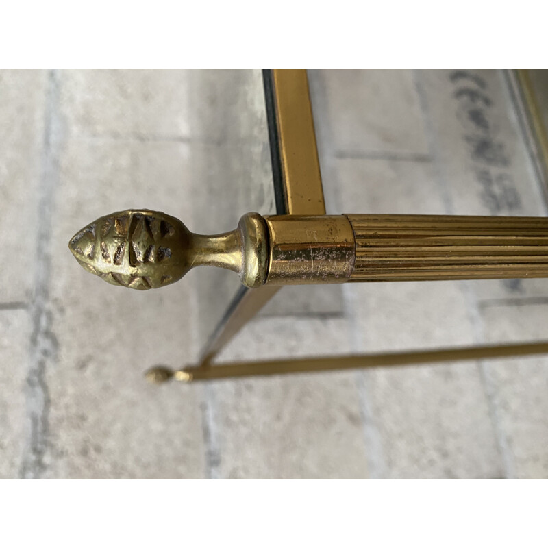 Vintage brass sofa end with mirrored top, Maison Jansen 1960