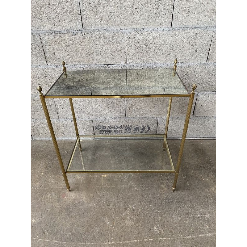 Vintage brass sofa end with mirrored top, Maison Jansen 1960