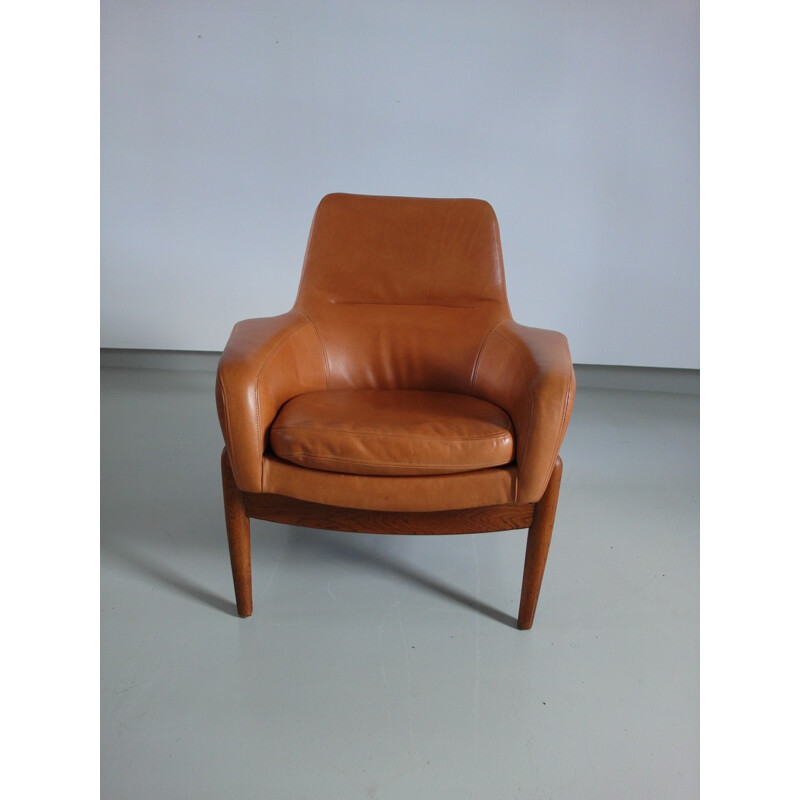 Bovenkamp armchair in leather and oak, Ib KOFOD-LARSEN - 1960s