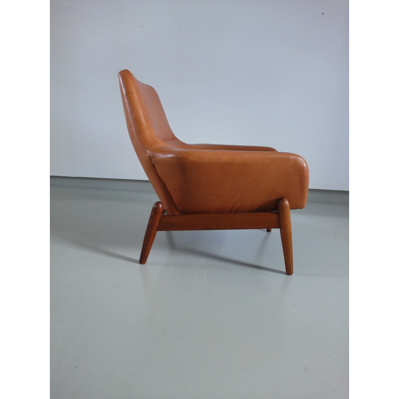 Bovenkamp armchair in leather and oak, Ib KOFOD-LARSEN - 1960s