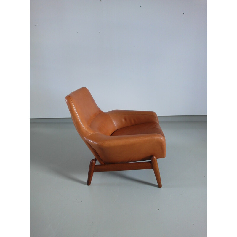 Bovenkamp armchair in leather and oak, Ib KOFOD-LARSEN - 1960s