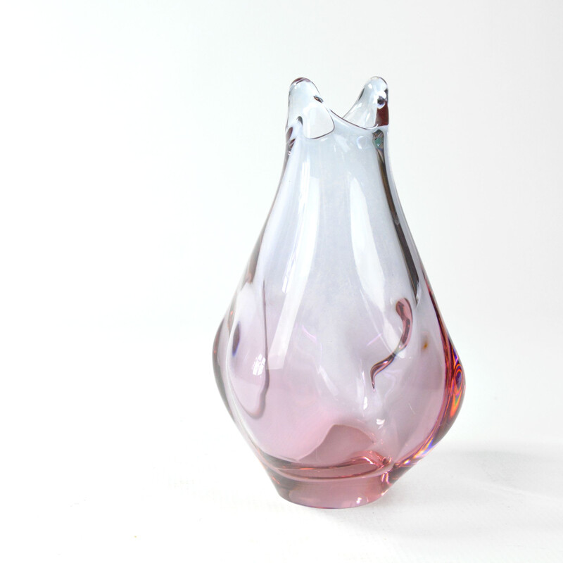 Vase vintage en verre, Tchécoslovaquie 1960