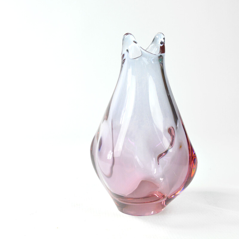 Vintage glass vase, Czechoslovakia 1960