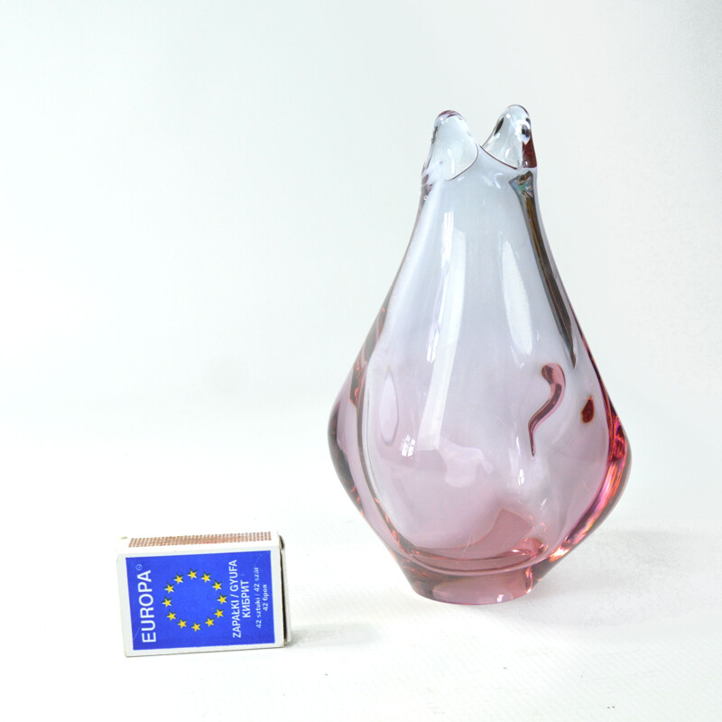 Vase vintage en verre, Tchécoslovaquie 1960