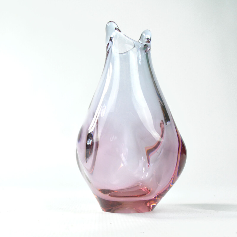 Vintage glass vase, Czechoslovakia 1960