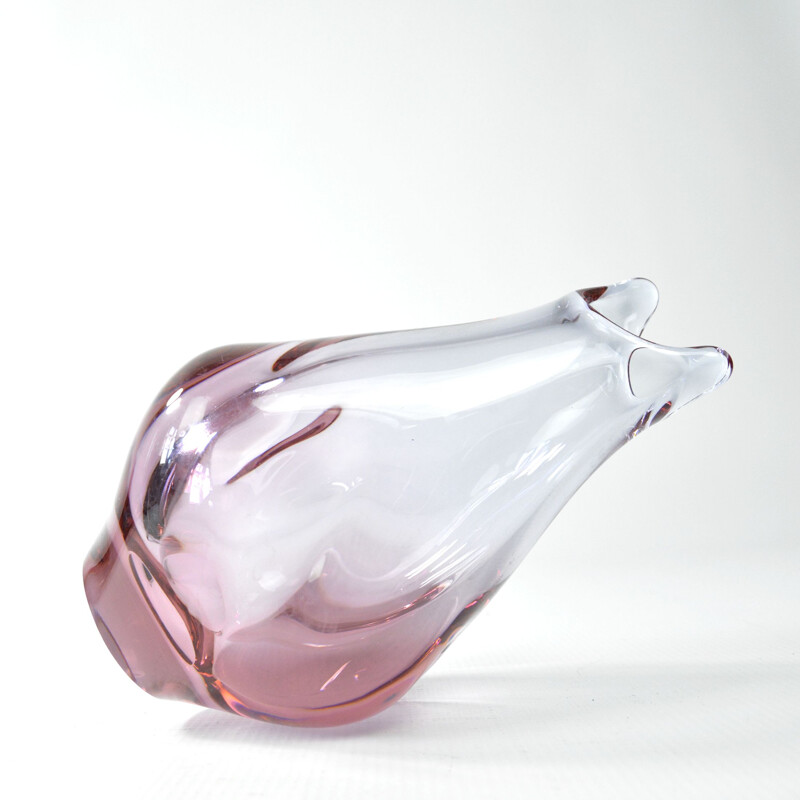 Vintage glass vase, Czechoslovakia 1960
