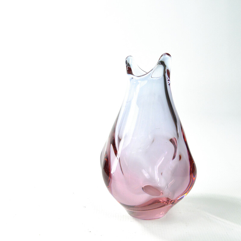 Vintage glass vase, Czechoslovakia 1960