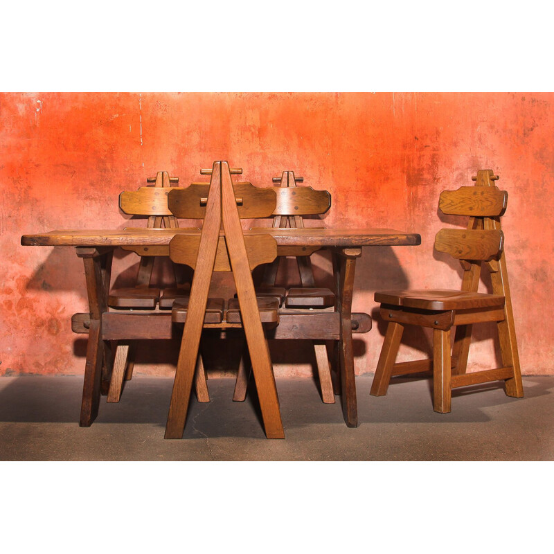 Set of vintage table  monastery  in solid oak