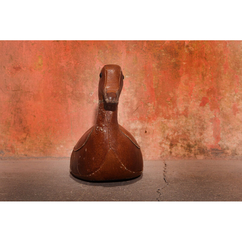 Vintage leather doorstop by Dimitri Omersa for Abercrombie and Fitch, 1960