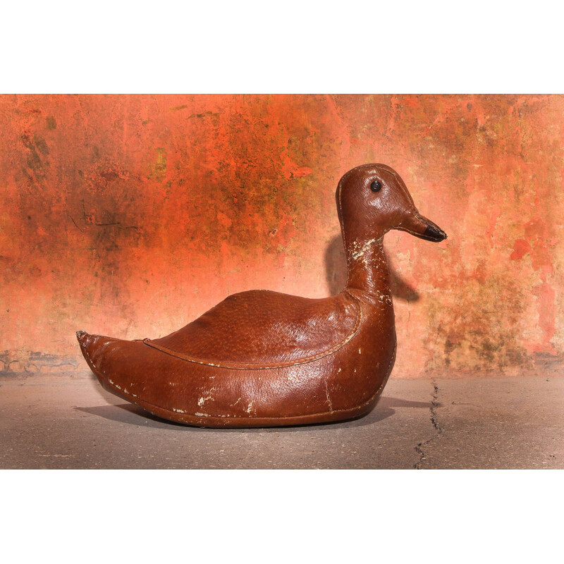 Vintage leather doorstop by Dimitri Omersa for Abercrombie and Fitch, 1960