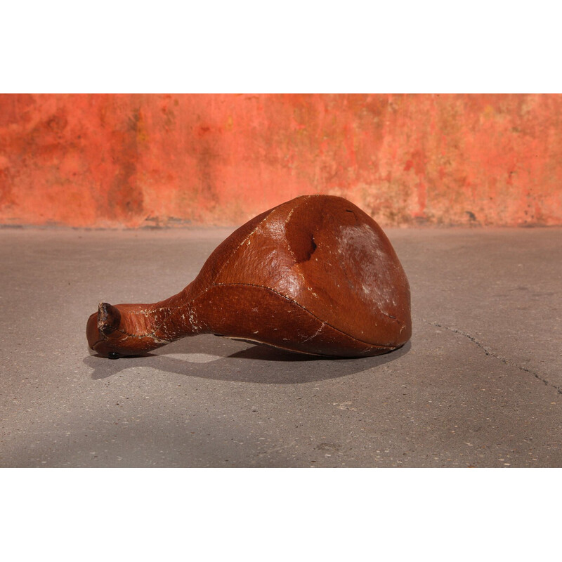 Vintage leather doorstop by Dimitri Omersa for Abercrombie and Fitch, 1960