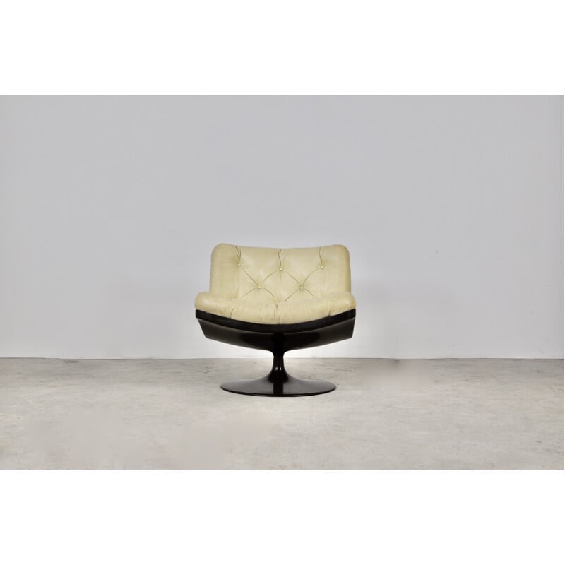 Fauteuil lounge vintage verre et cuir 1960